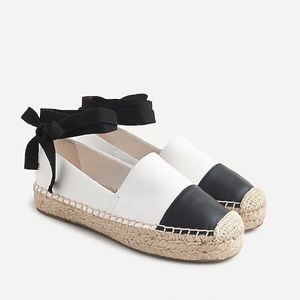 J.Crew Canvas espadrille flats with leather cap toe